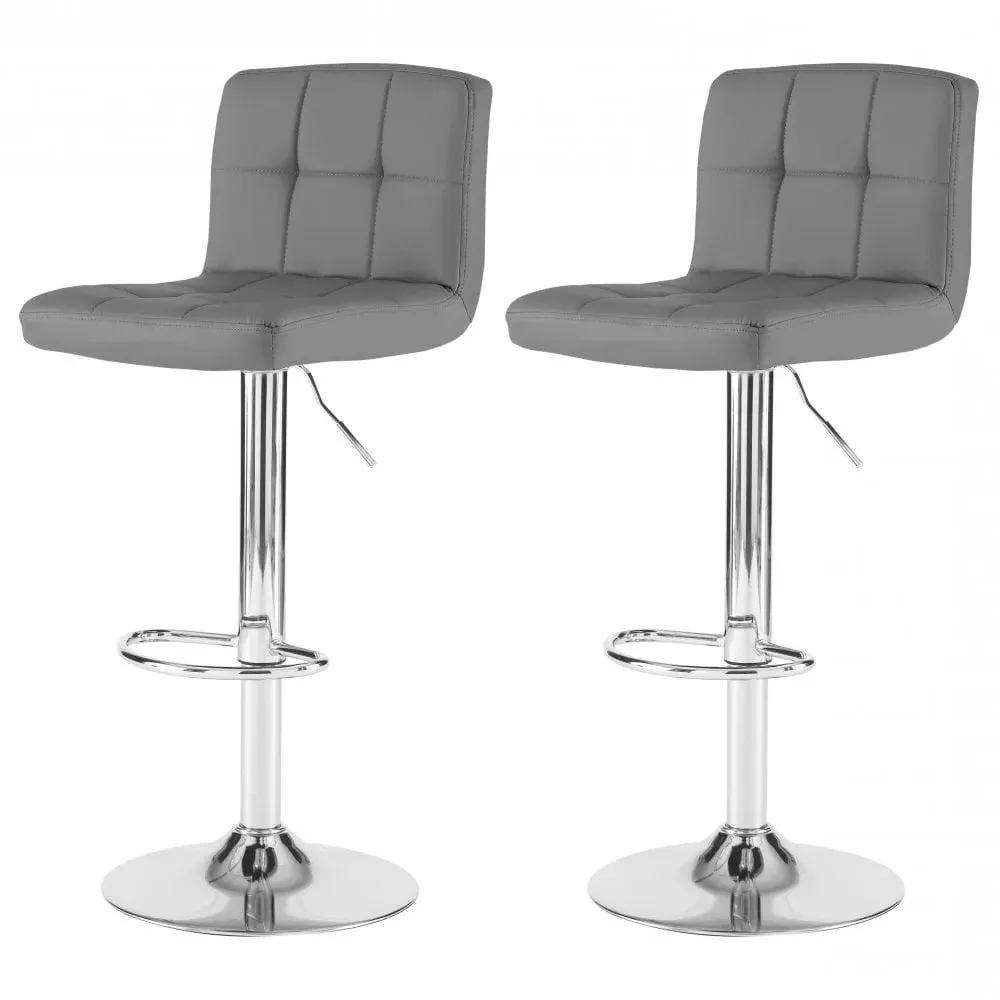 Swivel Bar Stool Set of 2 - Dark Grey, Faux Leather