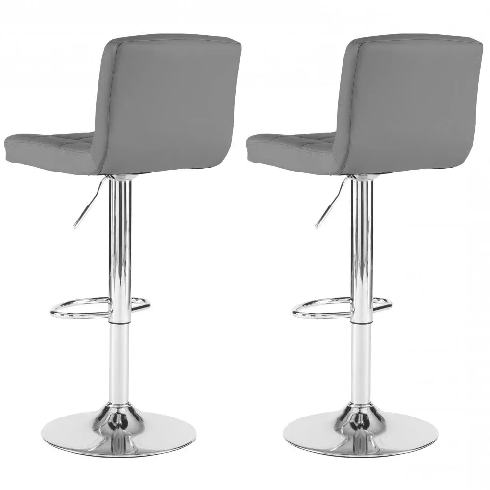 Swivel Bar Stool Set of 2 - Dark Grey, Faux Leather