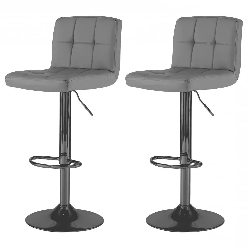 Swivel Bar Stool Set of 2 - Dark Grey, Faux Leather