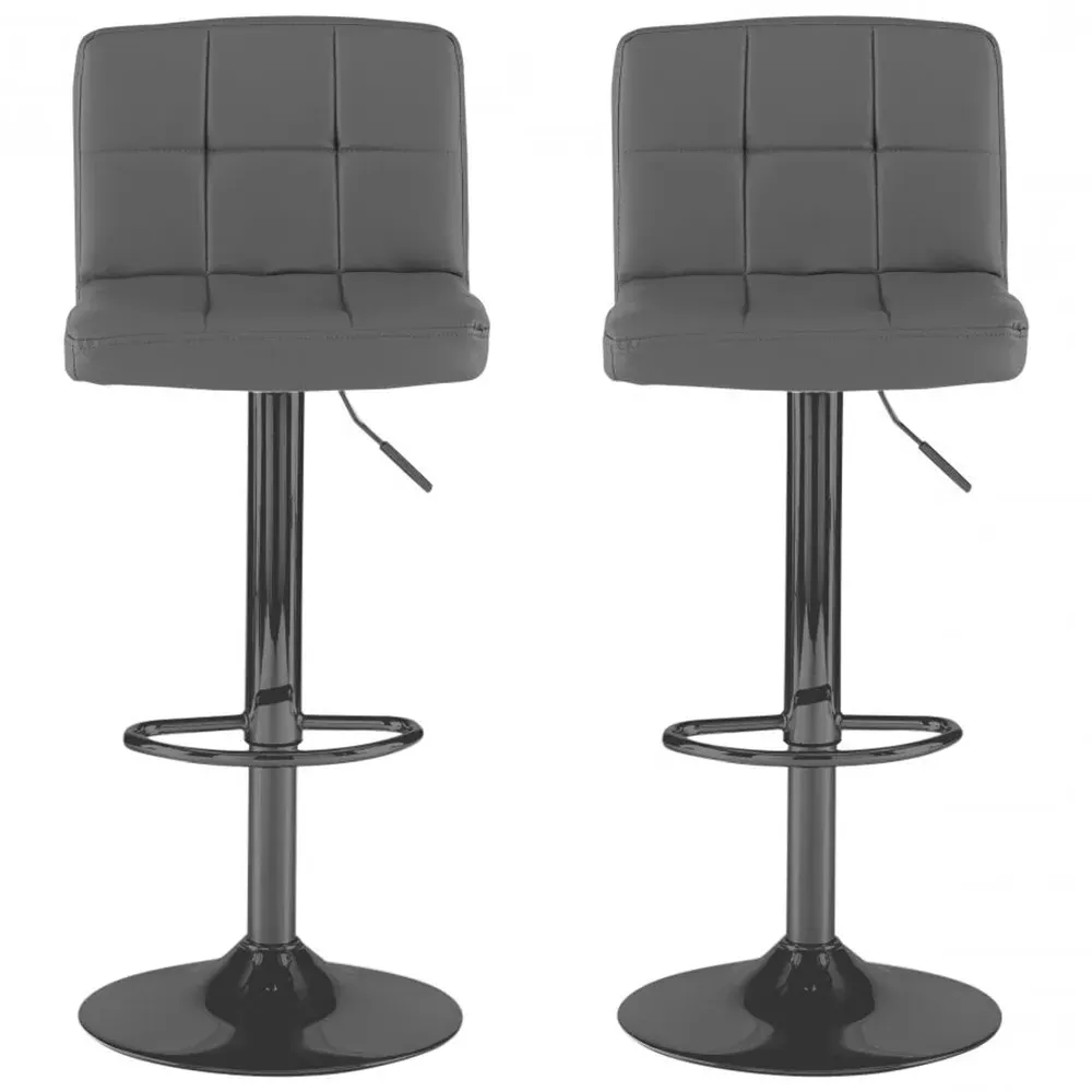 Swivel Bar Stool Set of 2 - Dark Grey, Faux Leather