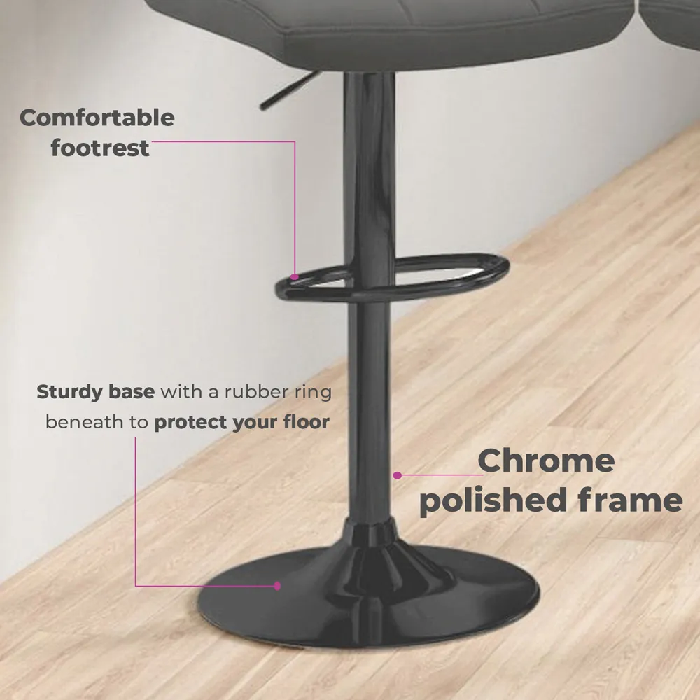 Swivel Bar Stool Set of 2 - Dark Grey, Faux Leather