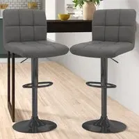 Swivel Bar Stool Set of 2 - Dark Grey, Faux Leather