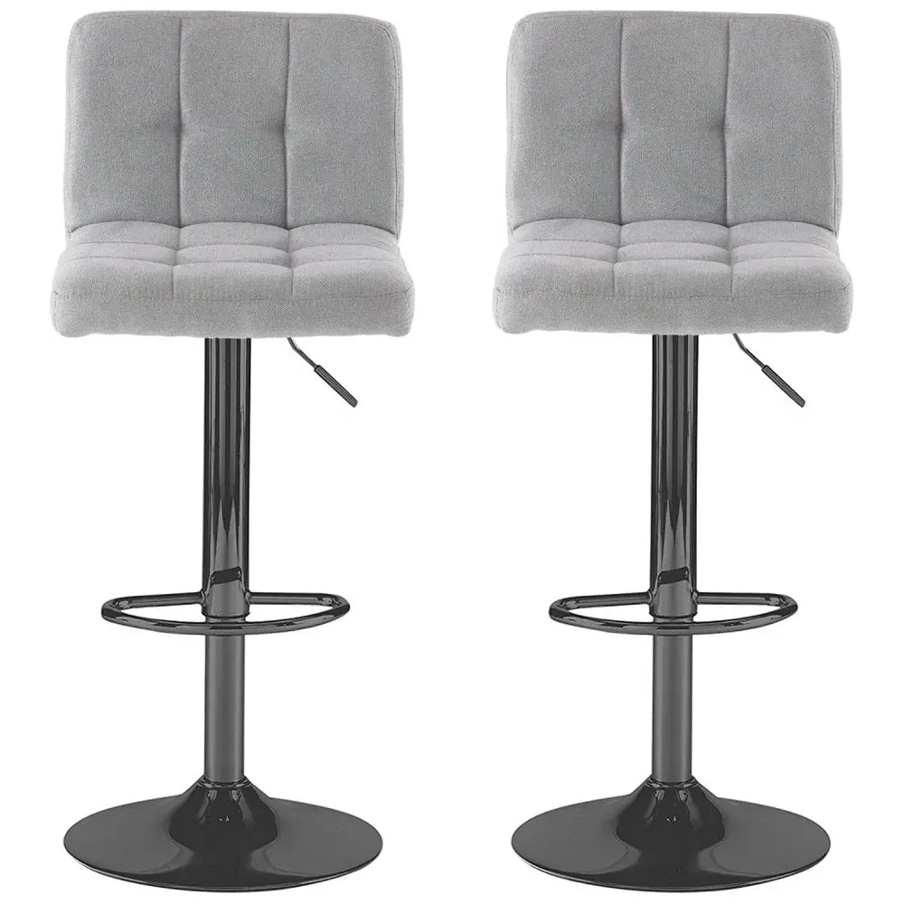 Swivel Bar Stool Set of 2 - Grey, Fabric