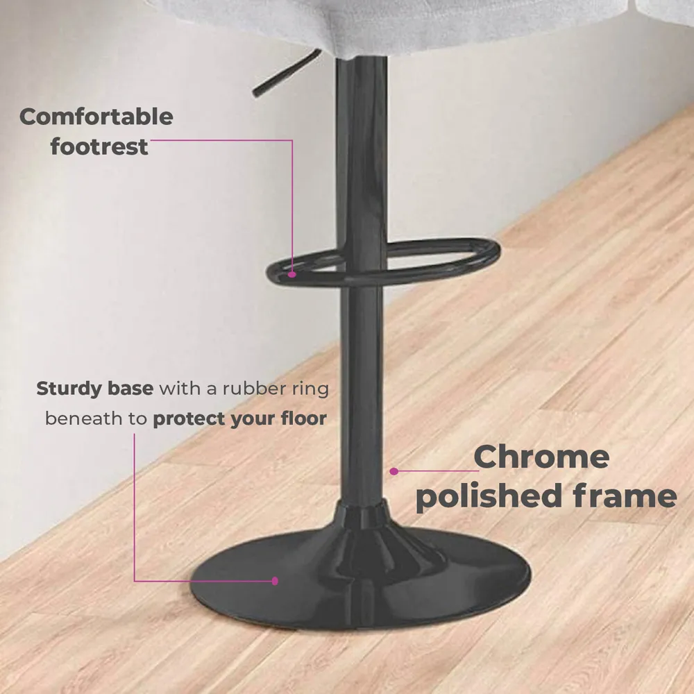 Swivel Bar Stool Set of 2 - Grey, Fabric