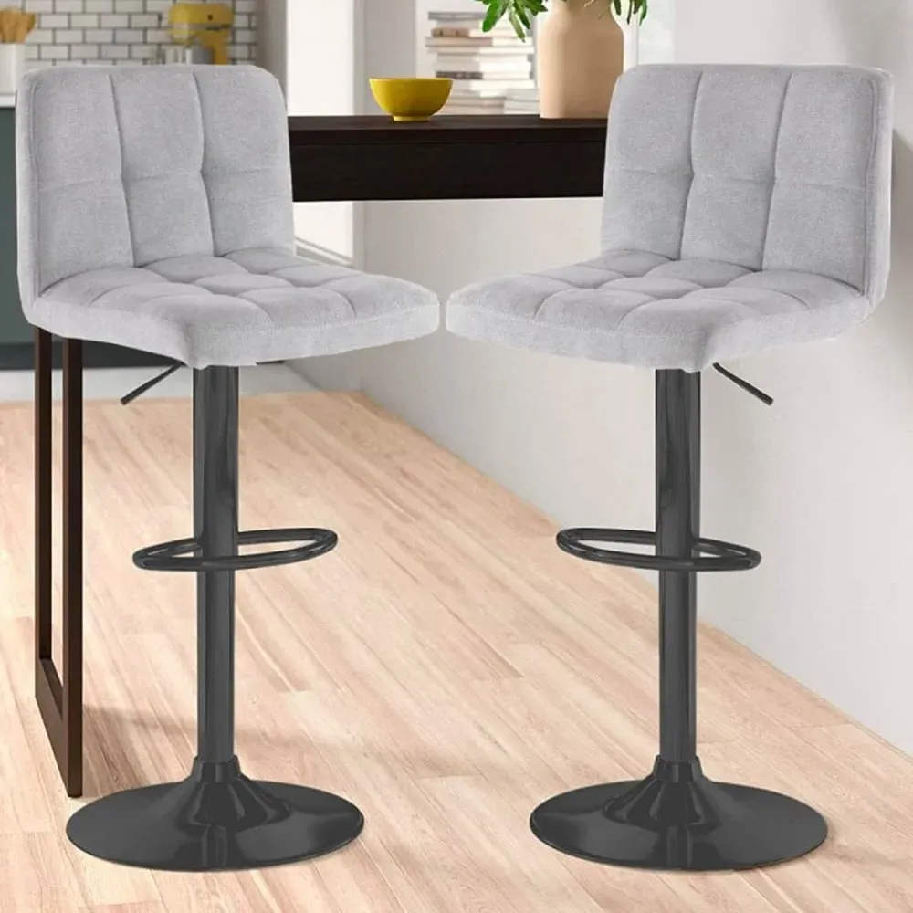 Swivel Bar Stool Set of 2 - Grey, Fabric