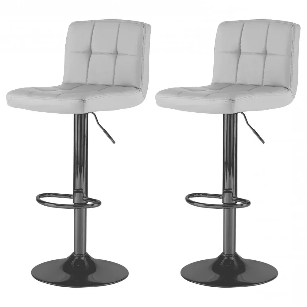 Swivel Bar Stool Set of 2 - Grey, Faux Leather