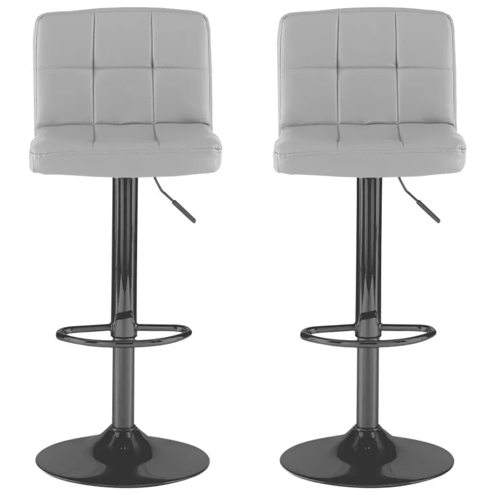 Swivel Bar Stool Set of 2 - Grey, Faux Leather