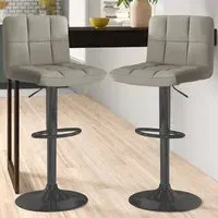 Swivel Bar Stool Set of 2 - Grey, Faux Leather