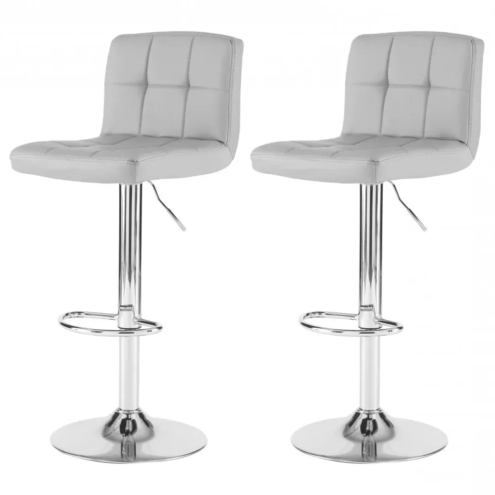 Swivel Bar Stool Set of 2 - Grey, Faux Leather