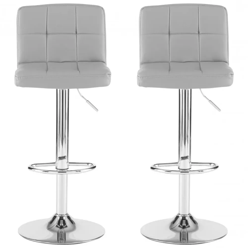 Swivel Bar Stool Set of 2 - Grey, Faux Leather