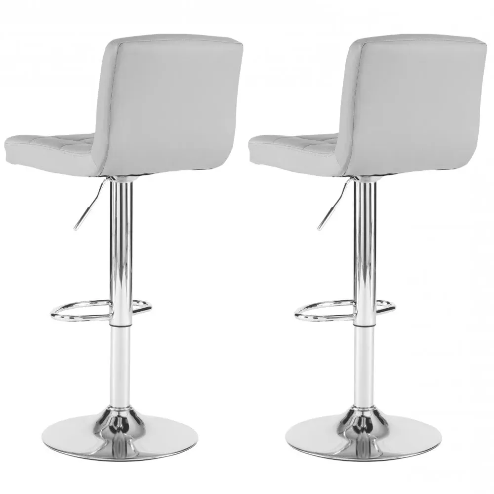 Swivel Bar Stool Set of 2 - Grey, Faux Leather
