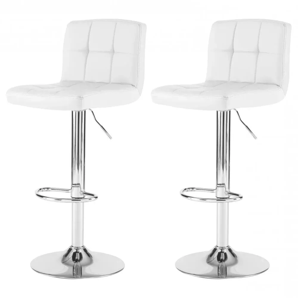 Swivel Bar Stool Set of 2 - White, Faux Leather