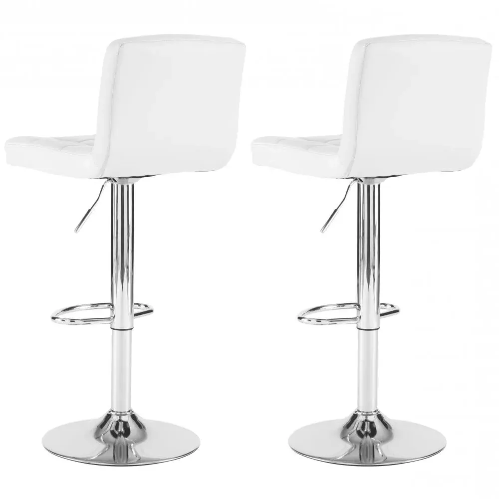 Swivel Bar Stool Set of 2 - White, Faux Leather