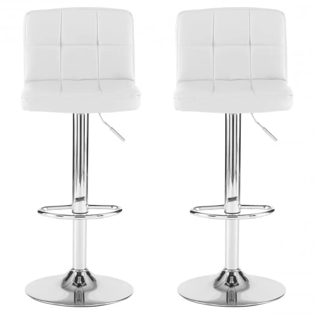 Swivel Bar Stool Set of 2 - White, Faux Leather