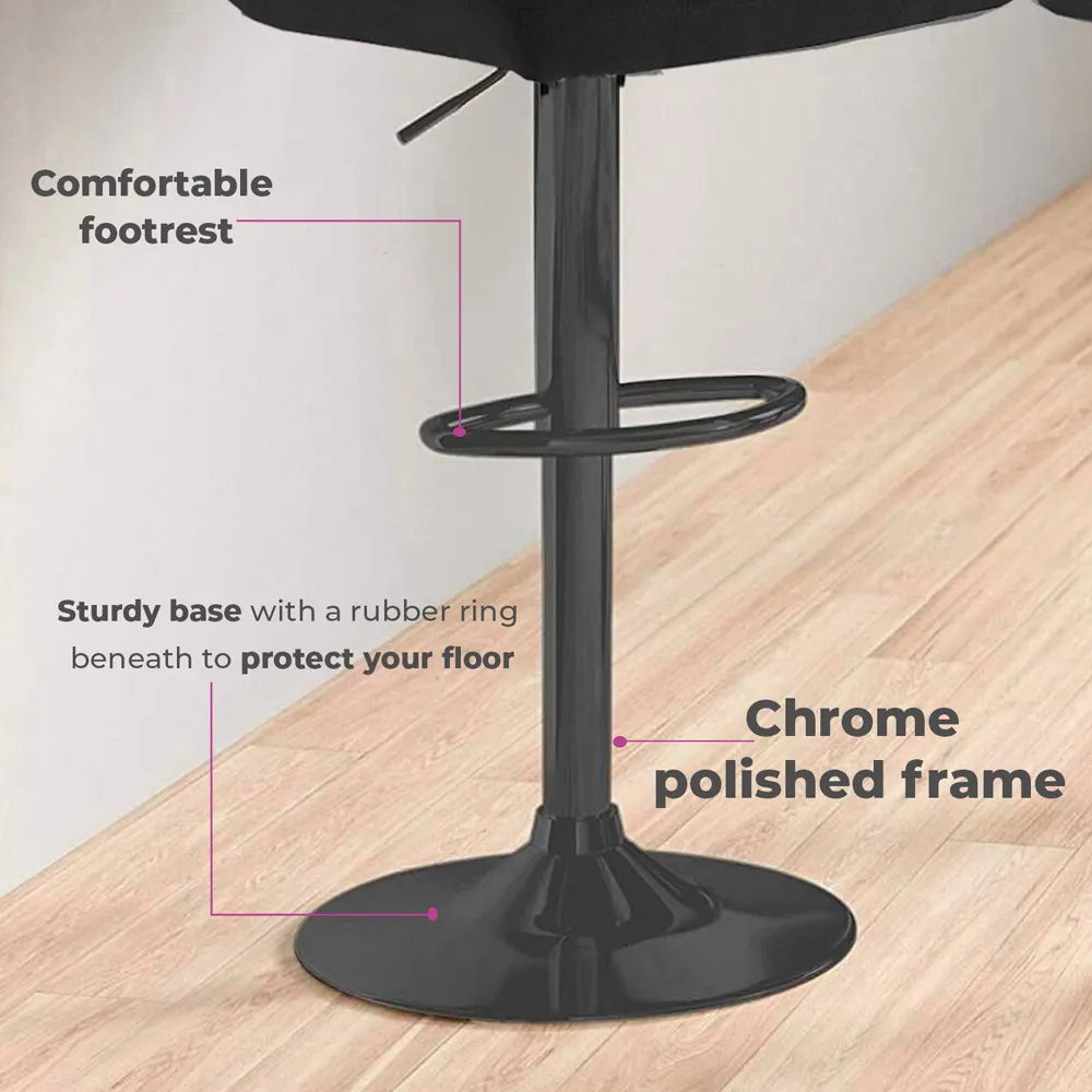 Swivel Bar Stool Set of 2 with Gas Lift - Black, Fabric