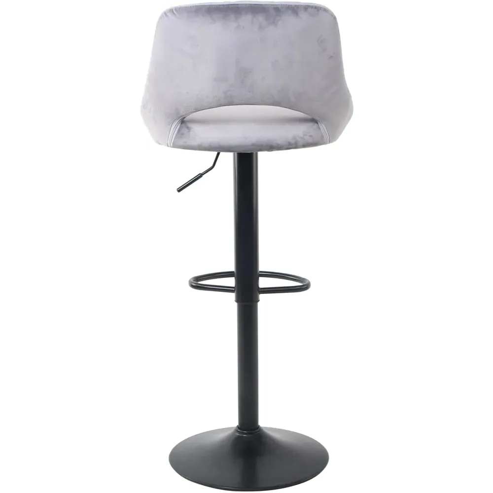 Swivel Bar Stool Set of 2 with Gas Lift - Grey, Velvet