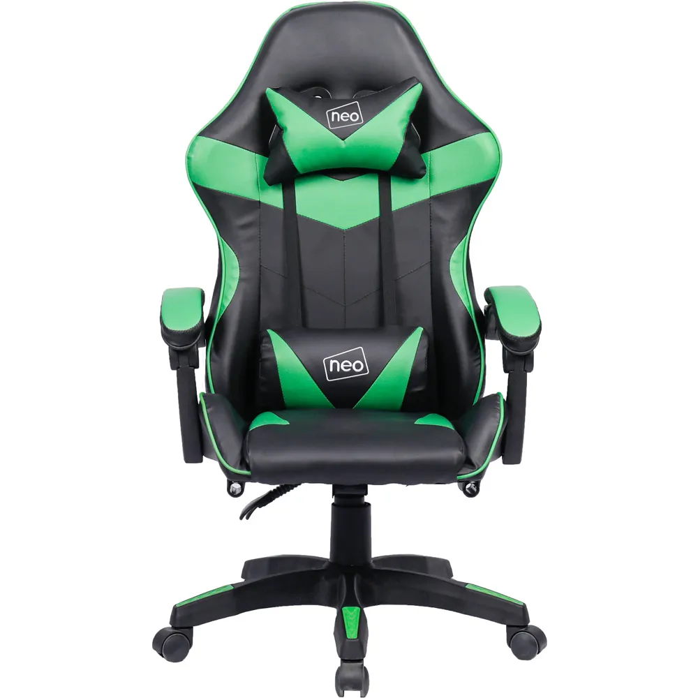 Swivel Office Chair with Lumbar Support - Green, PU Leather