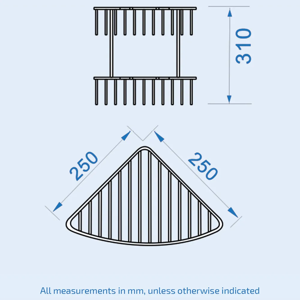 2 Shelf Corner Shower Caddy - Silver, Chrome