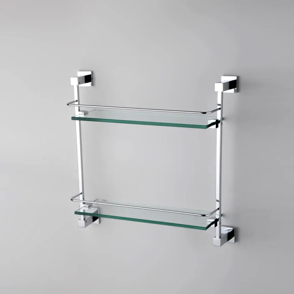 2 Shelf Glass Bathroom Rack - Clear