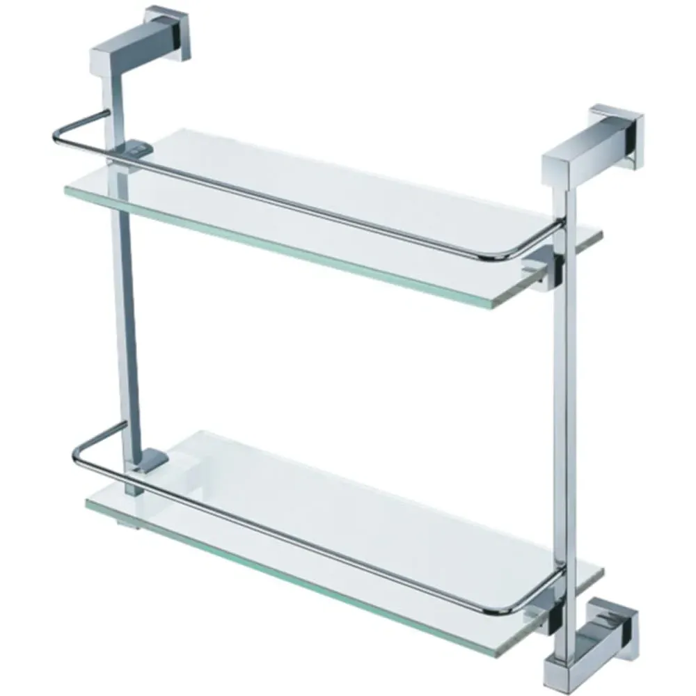 2 Shelf Glass Bathroom Rack - Clear image
