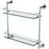 2 Shelf Glass Bathroom Rack with Round Chrome Brackets - Clear