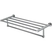 Chrome Bathroom Towel Rack with Rail - Silver