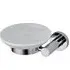 Chrome Finish Round Soap Dish with Holder - Silver, Ceramic
