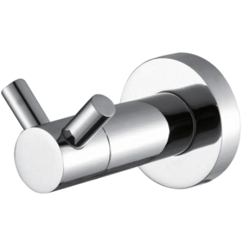 Chrome Round Double Robe Hook 70mm - Silver image