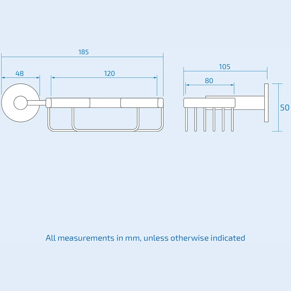 Chrome Square Soap Dish with Holder - Silver