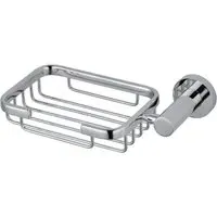 Chrome Square Soap Dish with Holder - Silver