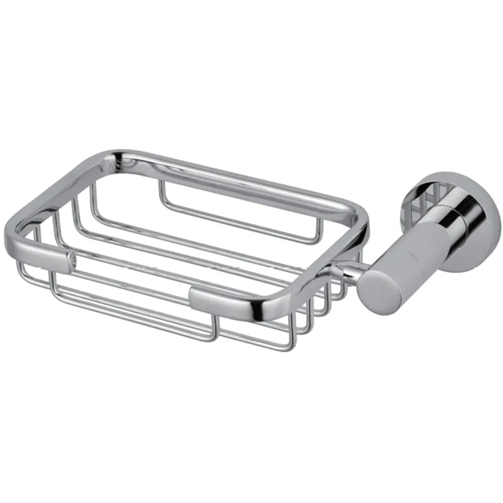 Chrome Square Soap Dish with Holder - Silver image