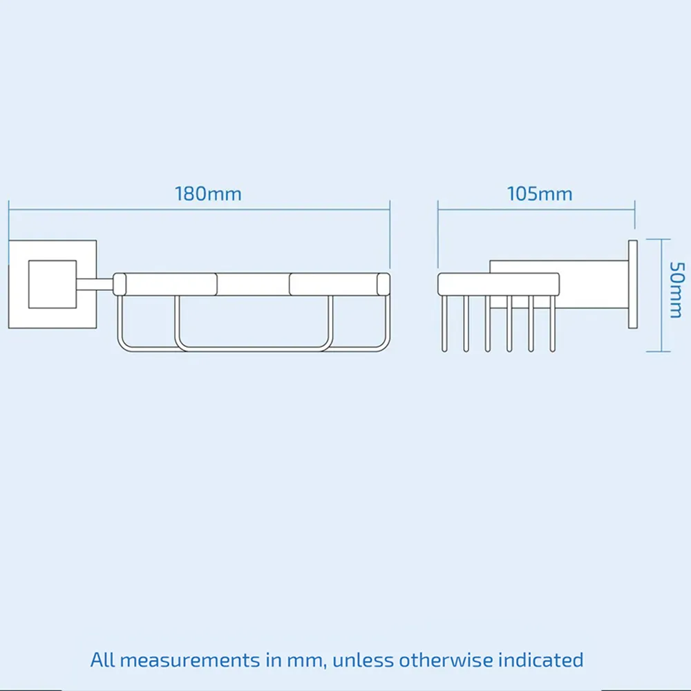 Chrome Square Wall Mounted Soap Dish with Holder - Silver