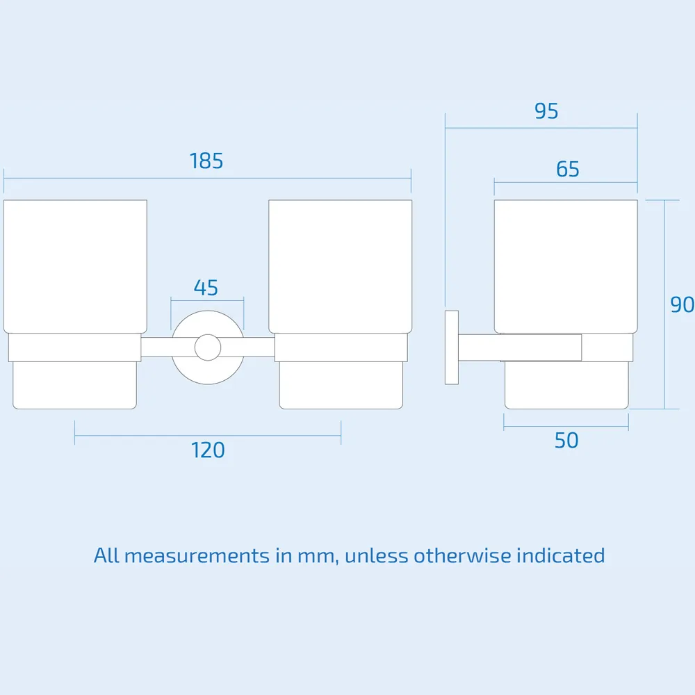 Double Ceramic Tumbler and Toothbrush Holder - Silver, Chrome