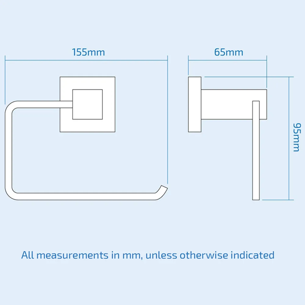 Rio Square Toilet Roll Holder - Silver, Chrome