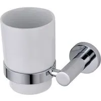 Round Glass Tumbler with Holder - Silver, Chrome