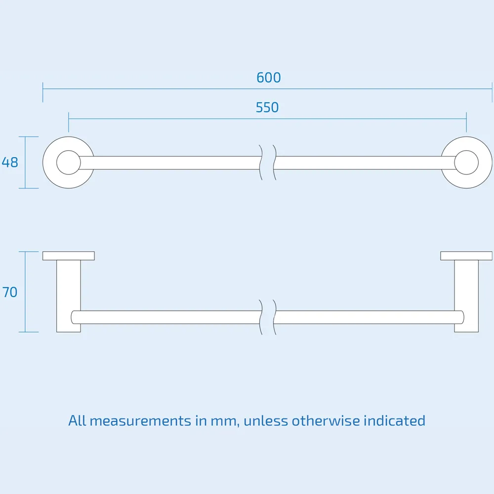 Round Towel Rail 600mm - Silver, Brass