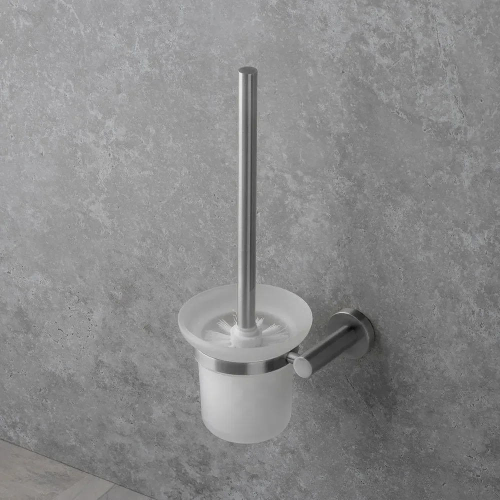 Round Wall Mounted Toilet Brush Holder - Silver, Chrome