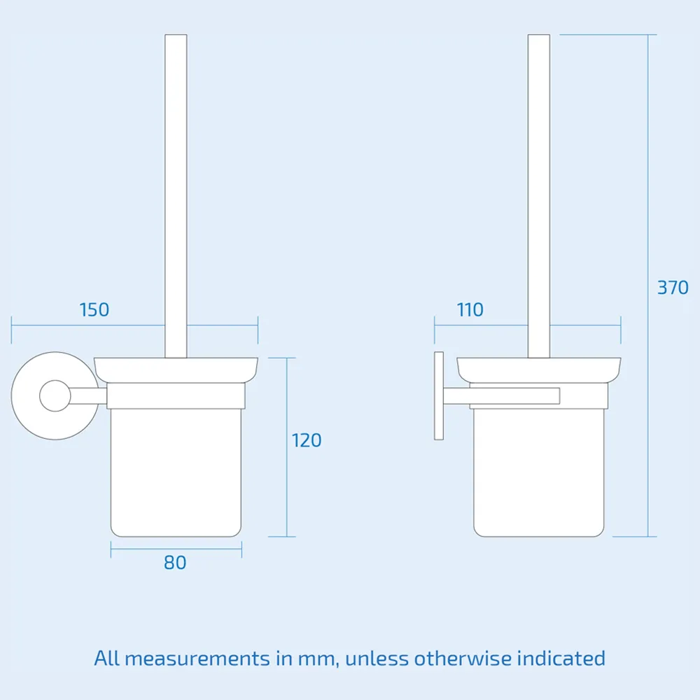 Round Wall Mounted Toilet Brush Holder - Silver, Chrome