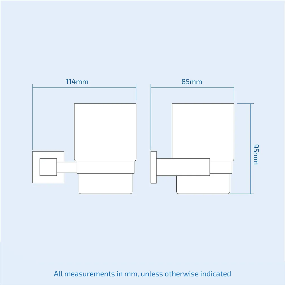 Round Wall Mounted Tumbler with Holder - Silver, Chrome