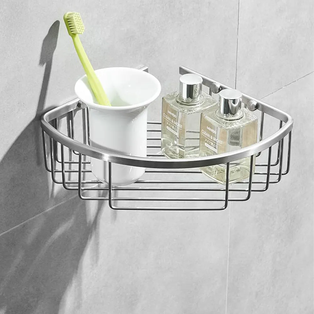 Single Shelf Corner Shower Caddy - Silver, Chrome
