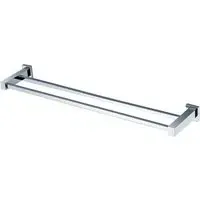 Square Double Towel Rail - Silver, Chrome