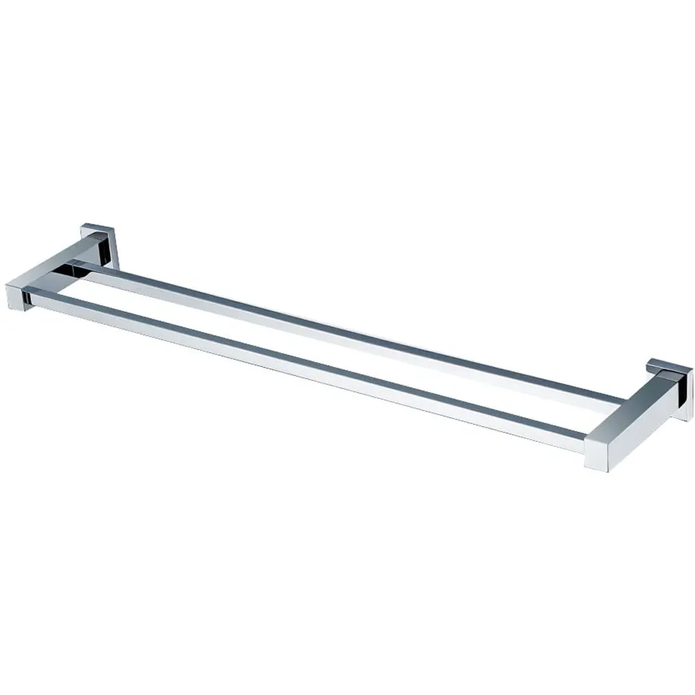 Square Double Towel Rail - Silver, Chrome