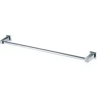 Square Single Towel Rail - Silver, Chrome