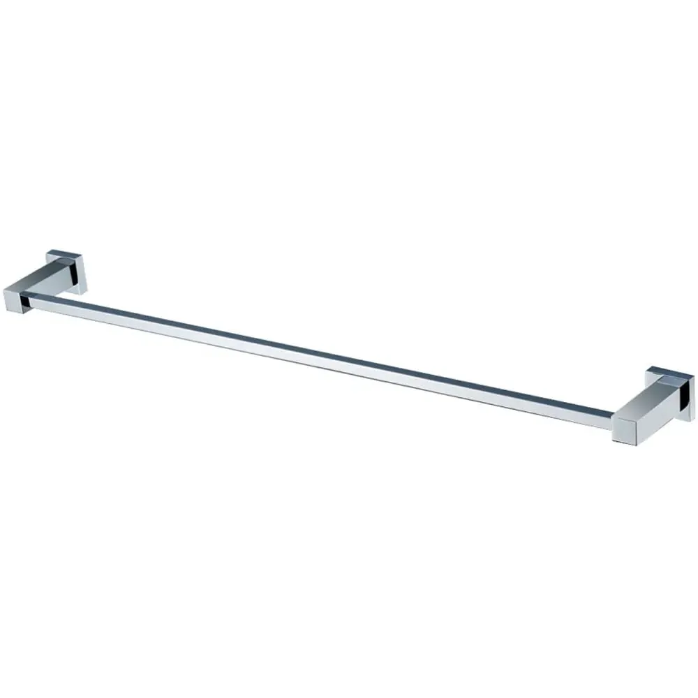Square Single Towel Rail - Silver, Chrome