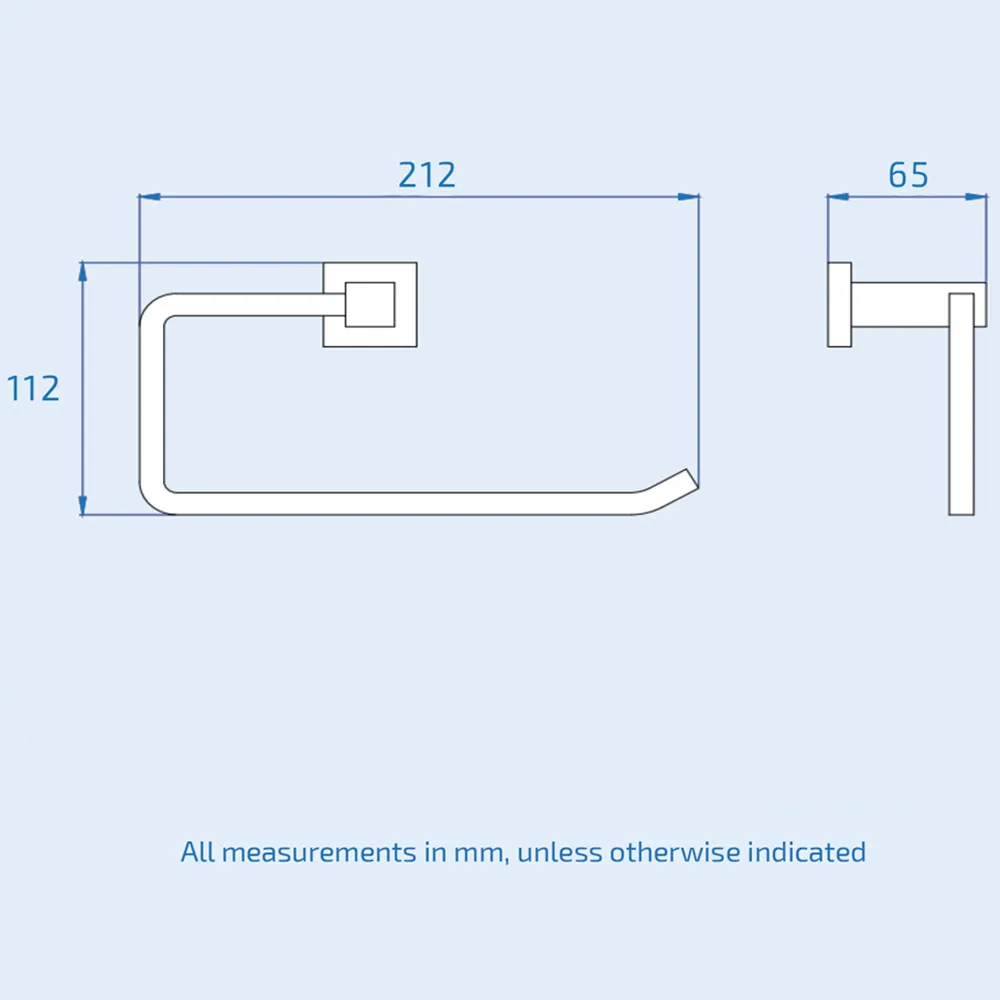 Square Towel Ring - Silver, Chrome