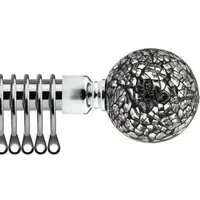 120-210cm Extendable Curtain Pole - Chrome Mirrored, Metal
