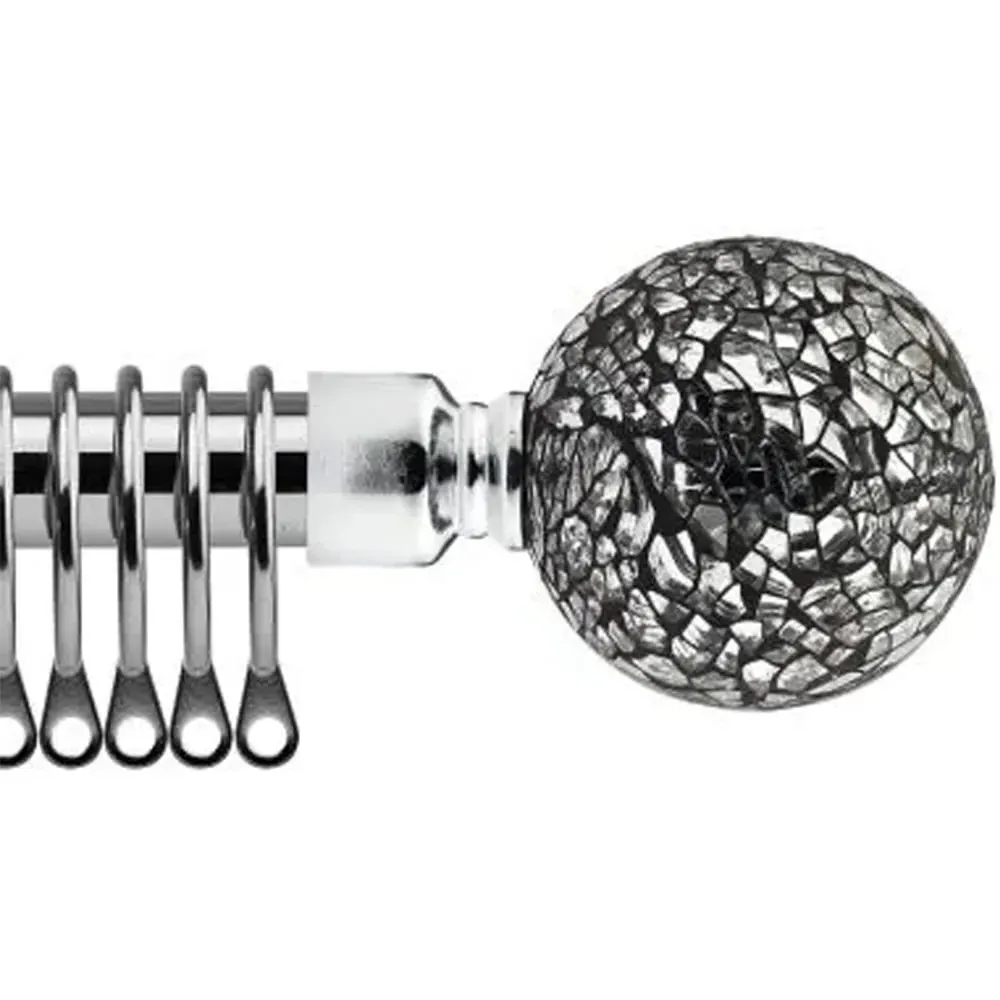 120-210cm Extendable Curtain Pole - Chrome Mirrored, Metal image