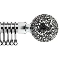 160-300cm Extendable Curtain Pole - Chrome Mirrored, Metal