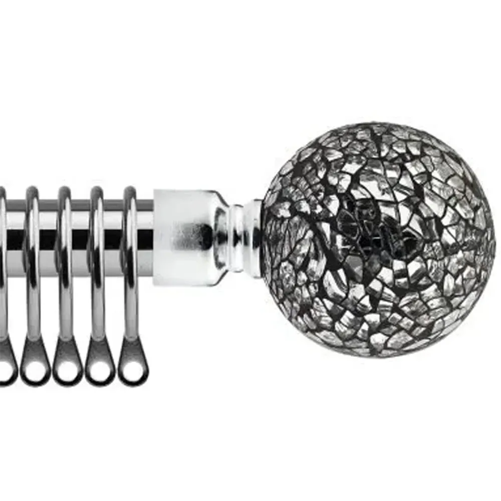 160-300cm Extendable Curtain Pole - Chrome Mirrored, Metal
