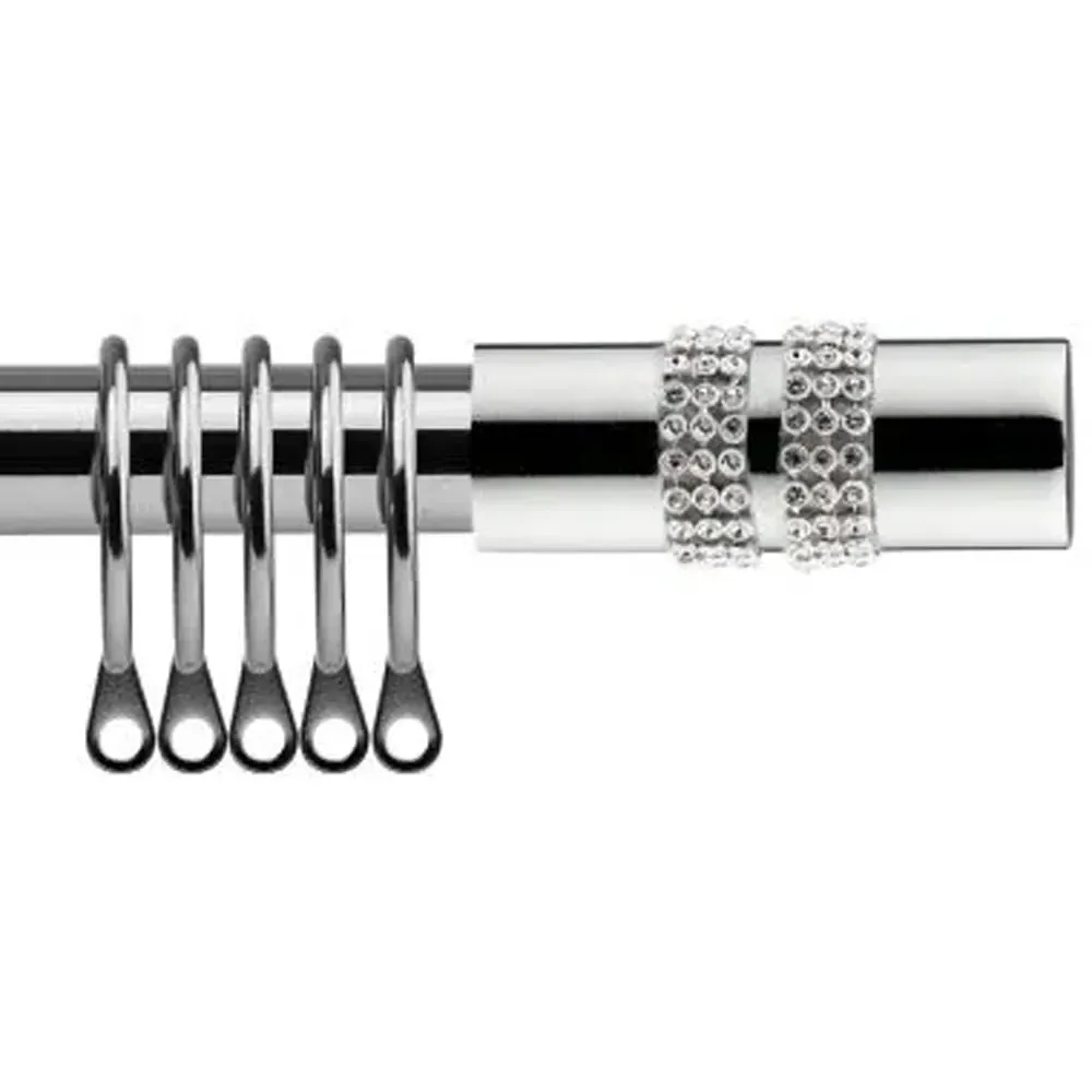 160-300cm Extendable Curtain Pole - Chrome Sparkle, Metal